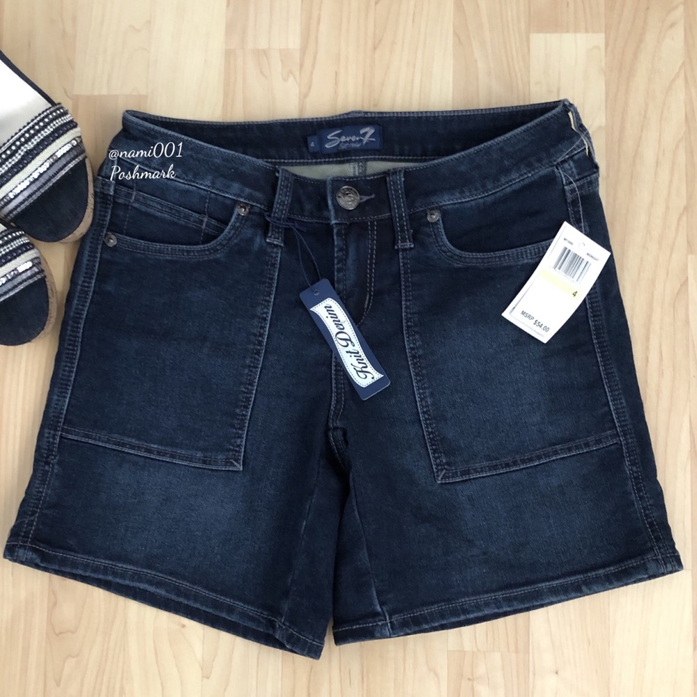 Seven 7 Denim Blue Cargo Jeans Shorts NWT